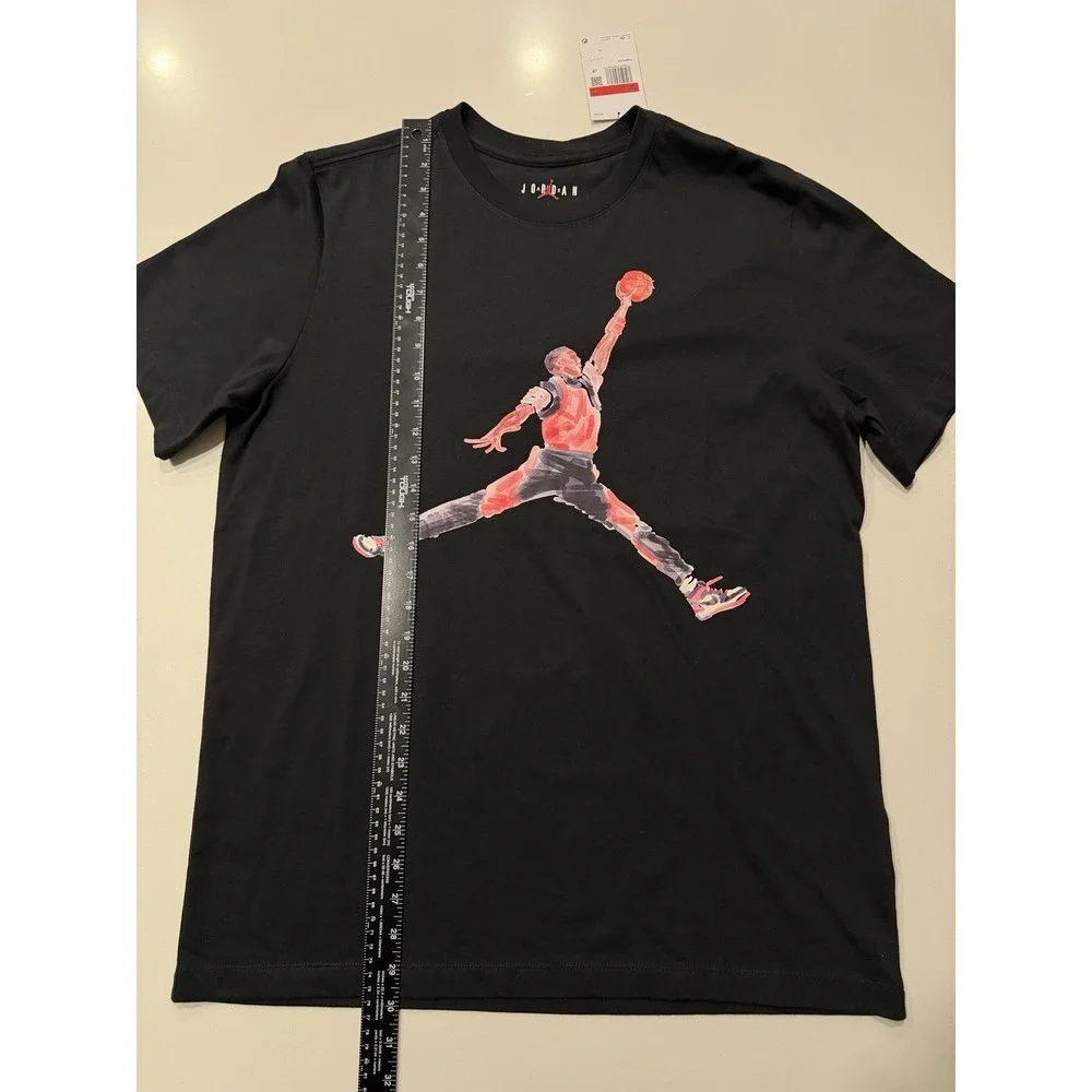 Jordan Watercolor Jumpman Graphic Tee FN5980-010 Black Cotton Mens Large NWT
